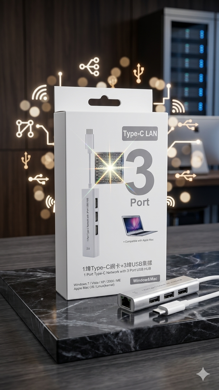 Type-C LAN + USB Hub (3 منافذ)