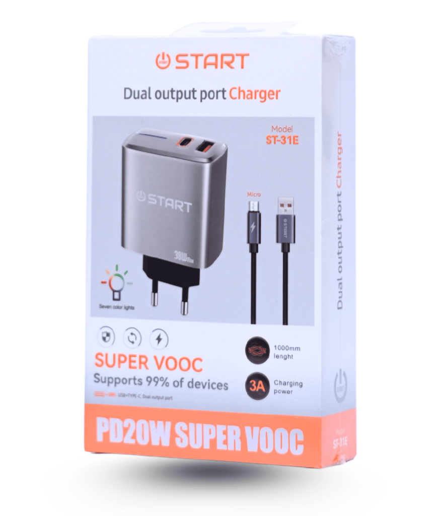 شاحن Start طراز ST-31E بمنفذ مزدوج